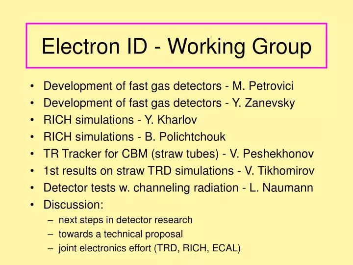 electron id working group