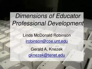 Dimensions of Educator Professional Development