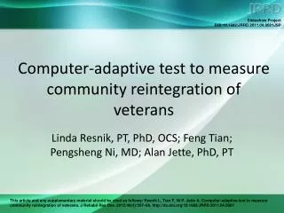 Computer-adaptive test to measure community reintegration of veterans