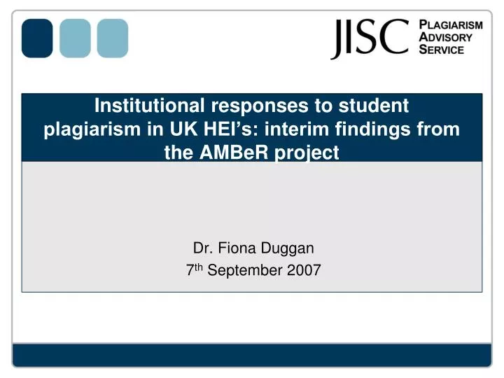 institutional responses to student plagiarism in uk hei s interim findings from the amber project