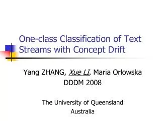 One-class Classification of Text Streams with Concept Drift