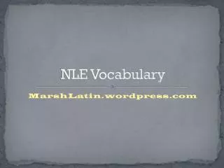 NLE Vocabulary