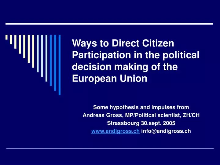 ways to direct citizen participation in the political decision making of the european union