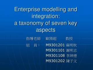 Enterprise modelling and integration: a taxonomy of seven key aspects