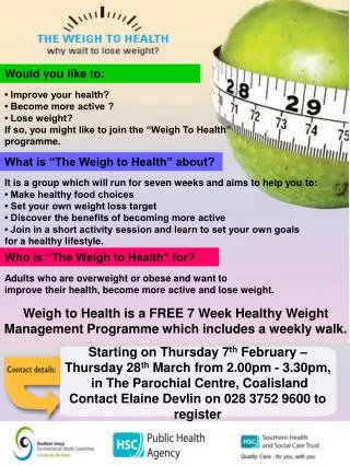 Weigh to Health is a 7 Week healthy Weight