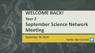 WELCOME BACK! Year 2 September Science Network Meeting
