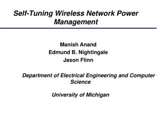 Self-Tuning Wireless Network Power Management