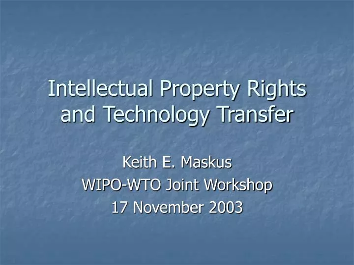 intellectual property rights and technology transfer