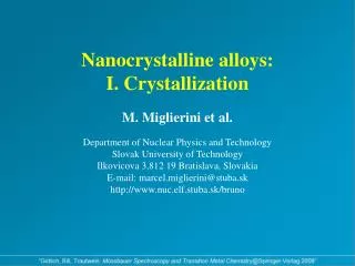 Nanocrystalline Alloys - Features