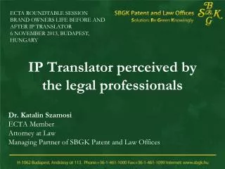 IP Translator perceived by the legal professionals