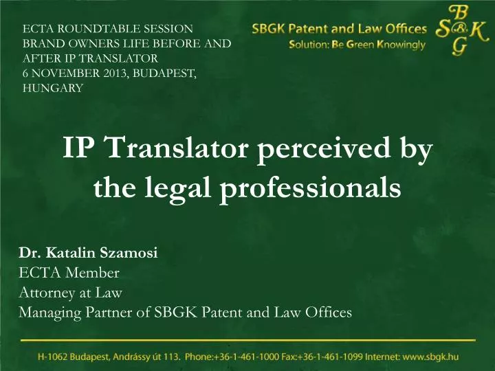 ip translator perceived by the legal professionals