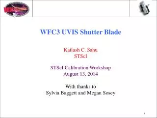 WFC3 UVIS Shutter Blade Kailash C. Sahu STScI STScI Calibration Workshop August 13, 2014