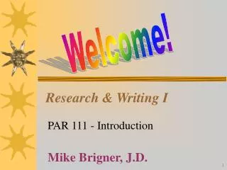 Research &amp; Writing I