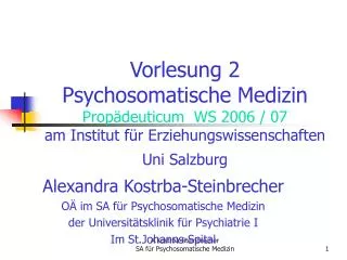 Alexandra Kostrba-Steinbrecher OÄ im SA für Psychosomatische Medizin