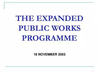 THE EXPANDED PUBLIC WORKS PROGRAMME