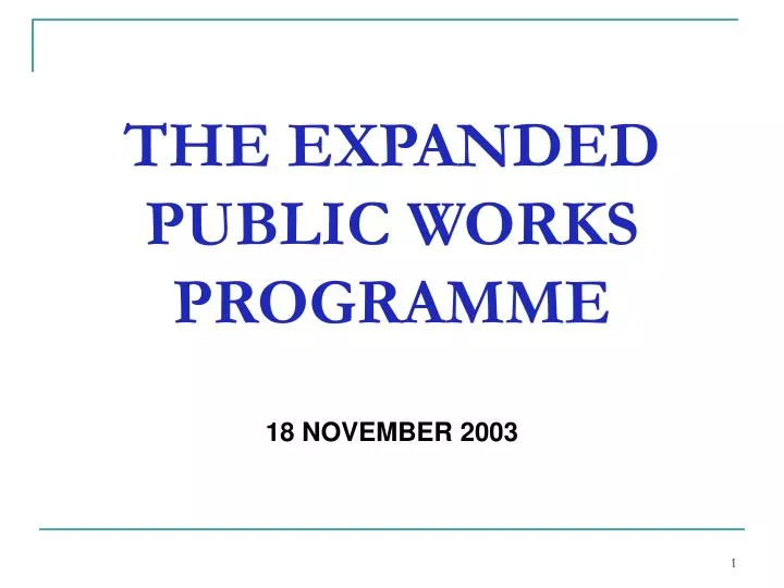 the expanded public works programme