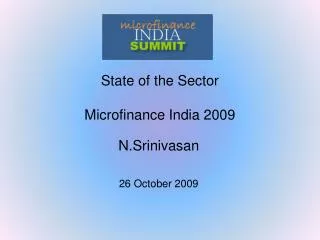 State of the Sector Microfinance India 2009