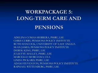 WORKPACKAGE 5: LONG-TERM CARE AND PENSIONS