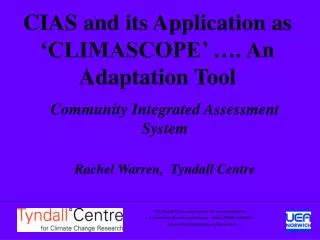 CIAS and its Application as ‘CLIMASCOPE’ …. An Adaptation Tool