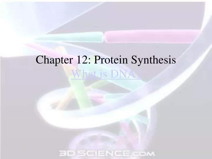 chapter 12 protein synthesis what is dna