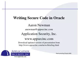 Writing Secure Code in Oracle