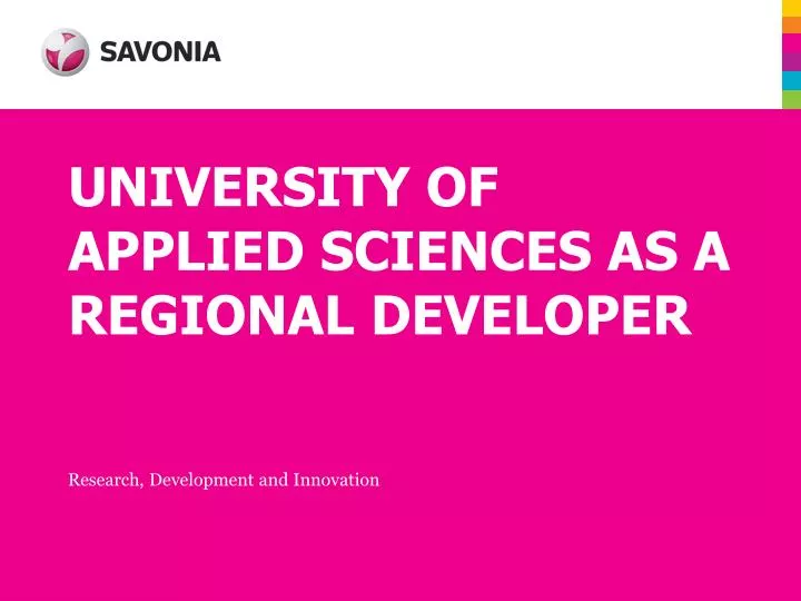 university of applied sciences as a regional developer