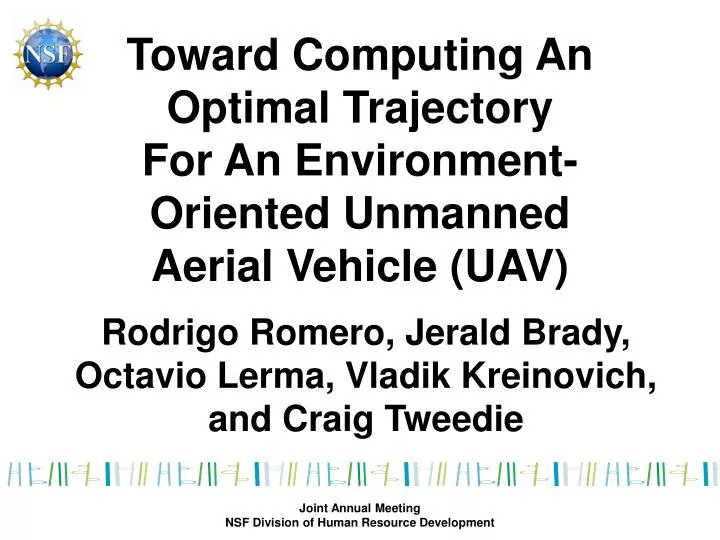 toward computing an optimal trajectory for an environment oriented unmanned aerial vehicle uav