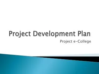 Project Development Plan