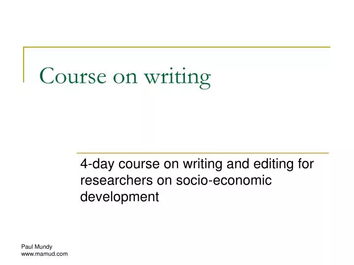 course on writing