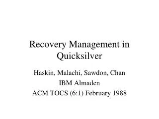 Recovery Management in Quicksilver