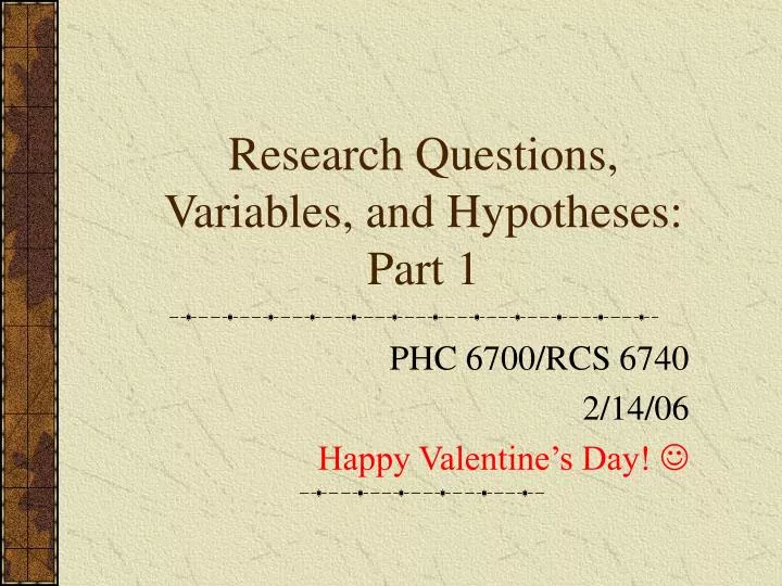 research questions variables and hypotheses part 1
