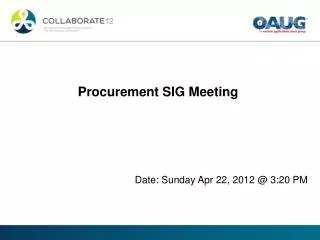 Procurement SIG Meeting