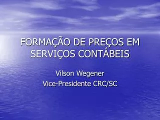 FORMAÇÃO DE PREÇOS EM SERVIÇOS CONTÁBEIS