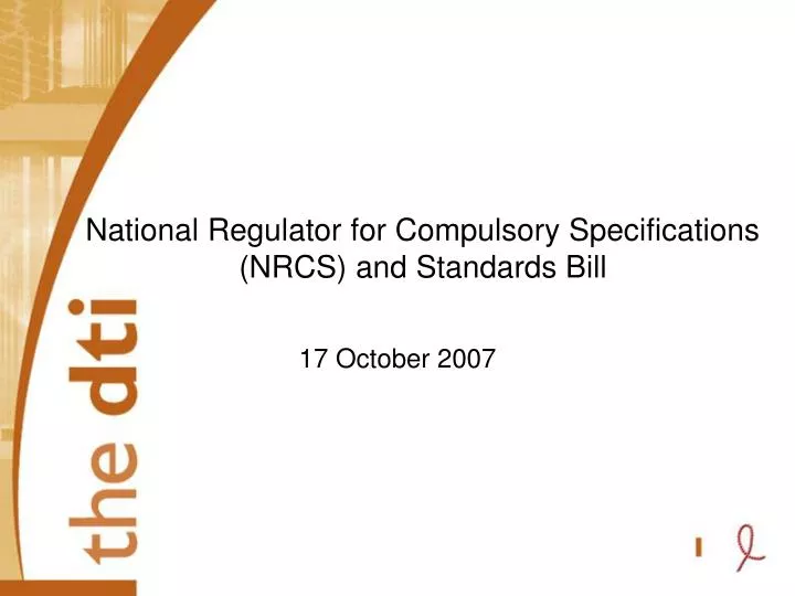 national regulator for compulsory specifications nrcs and standards bill
