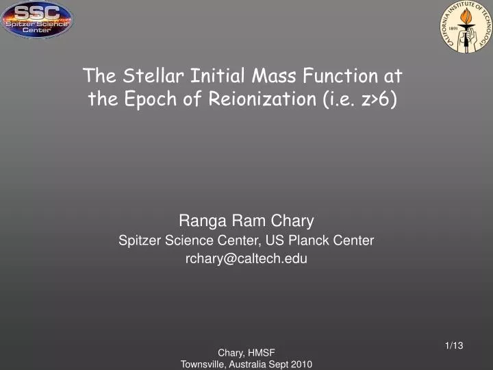 the stellar initial mass function at the epoch of reionization i e z 6