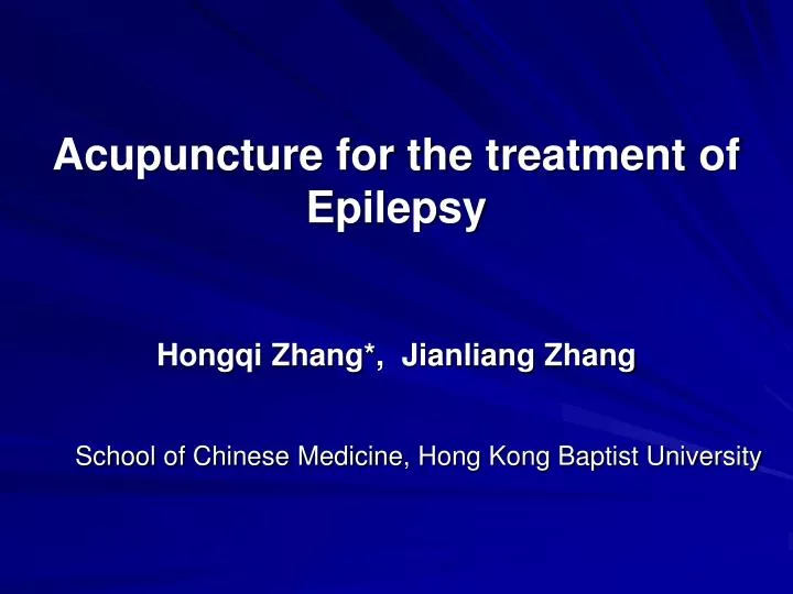 acupuncture for the t reatment of epilepsy