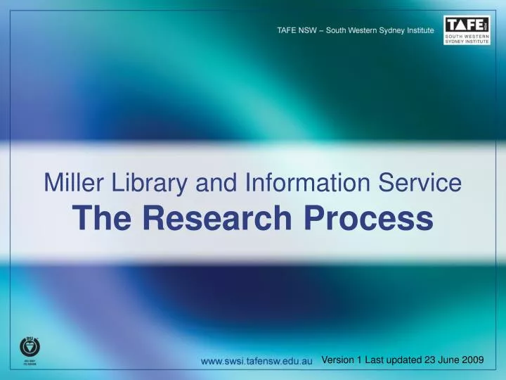 miller library and information service the research process