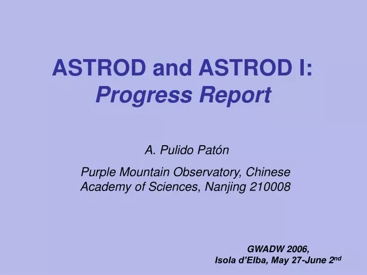 astrod and astrod i progress report