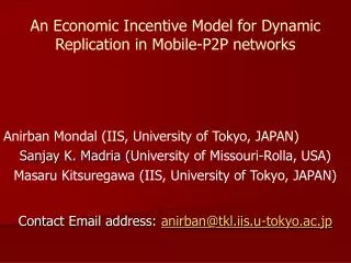 An Economic Incentive Model for Dynamic Replication in Mobile-P2P networks