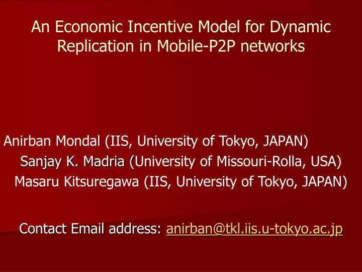 an economic incentive model for dynamic replication in mobile p2p networks
