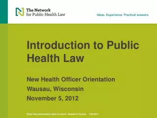 Introduction to Public Health Law