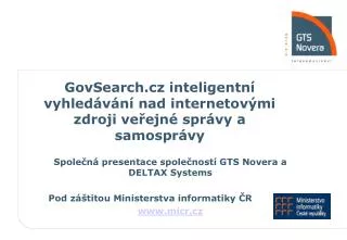 GovSearch.cz inteligentní vyhledávání nad internetovými zdroji veřejné správy a samosprávy
