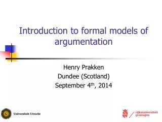 Introduction to formal models of argumentation
