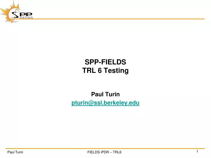 spp fields trl 6 testing