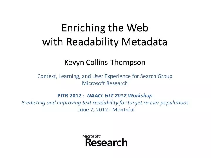 enriching the web with readability metadata