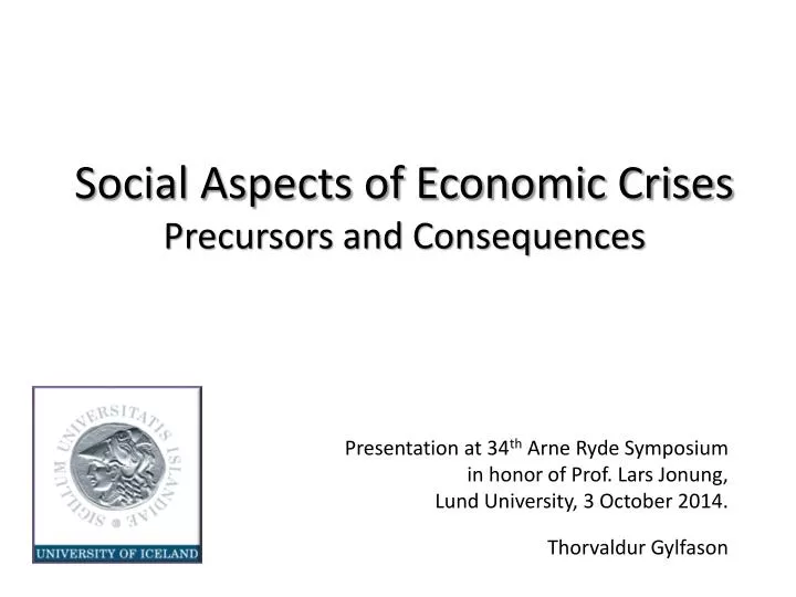 social aspects of economic crises precursors and consequences