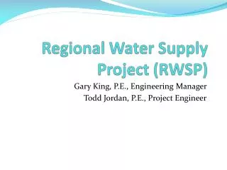Regional Water Supply Project (RWSP)