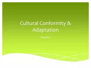 Cultural Conformity &amp; Adaptation