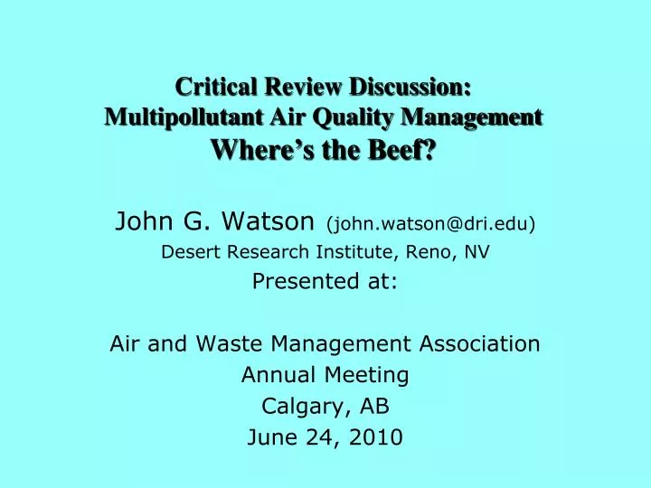 critical review discussion multipollutant air quality management where s the beef
