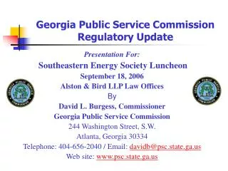 Georgia Public Service Commission Regulatory Update